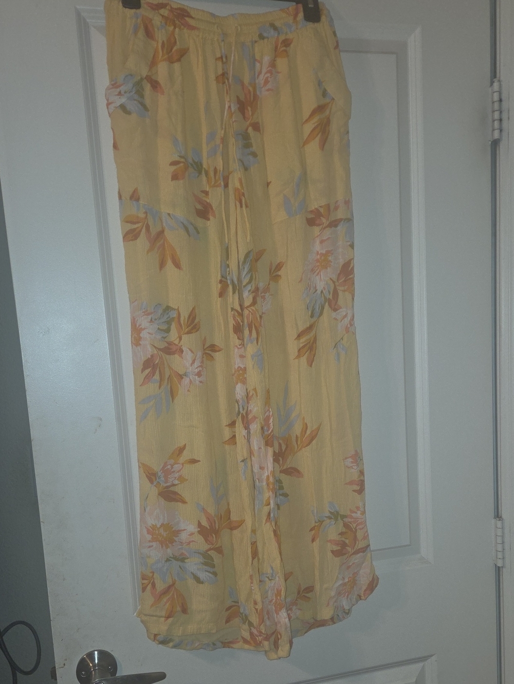 Billabong Yellow Floral Wide-Leg Jumpsuit Pants